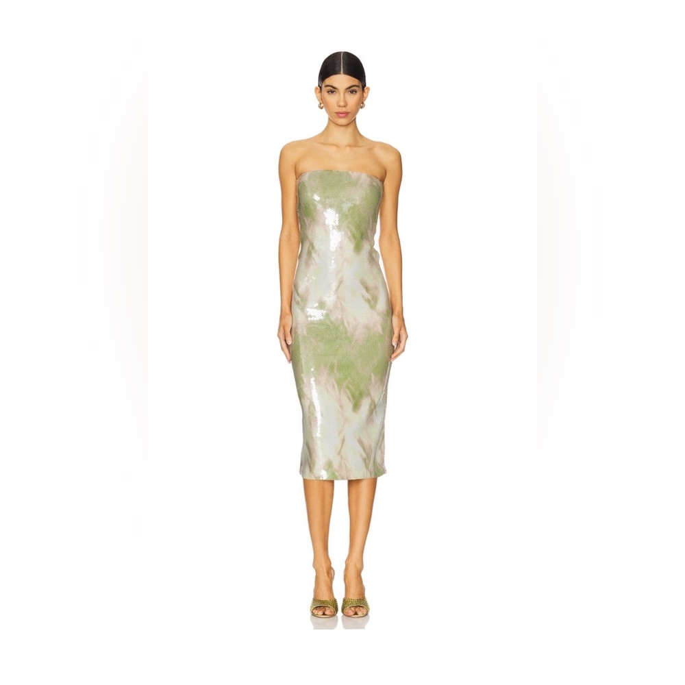 Camila Coelho Alandra Strapless Green Sequin Dress